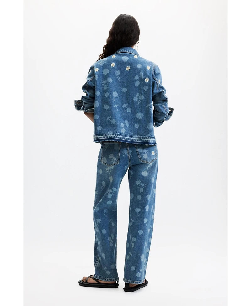 Desigual Women's Floral Embroidered Jeans
