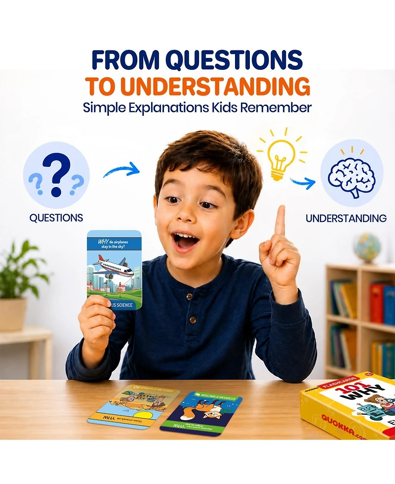 Quokka 101 Why Flash Cards for Kids Ages 4-8 - Educational Card Game with Simple Explanations and Fun Facts About Science, Nature and Space