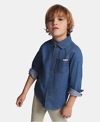Calvin Klein Boys' 2T-7 Long-Sleeve Shirt and Pants, 2-Piece Set