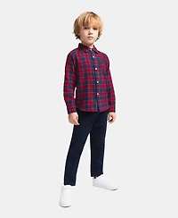Tommy Hilfiger Toddler Boys' 2T-5T Long-Sleeve Plaid Shirt and Pants, 2-Piece Set