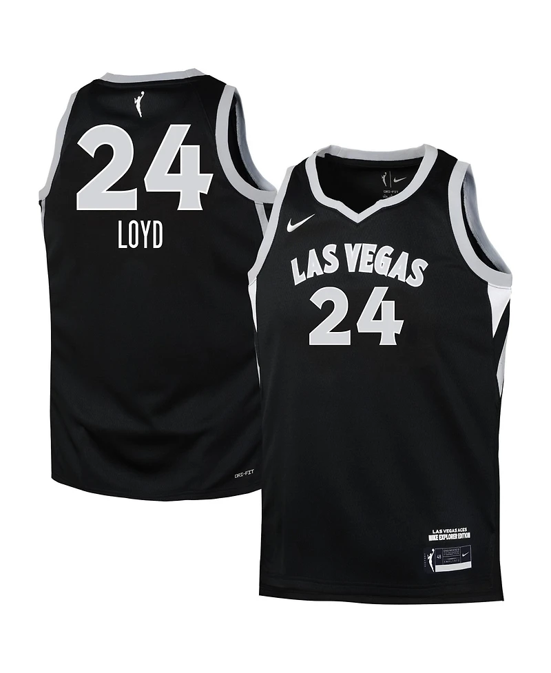 Nike Big Boys and Girls Jewell Loyd Black Las Vegas Aces Explorer Edition Jersey