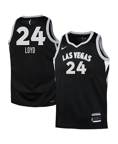 Nike Big Boys and Girls  Jewell Loyd Black Las Vegas Aces Explorer Edition Jersey
