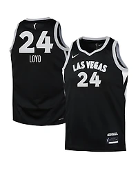 Nike Big Boys and Girls  Jewell Loyd Black Las Vegas Aces Explorer Edition Jersey