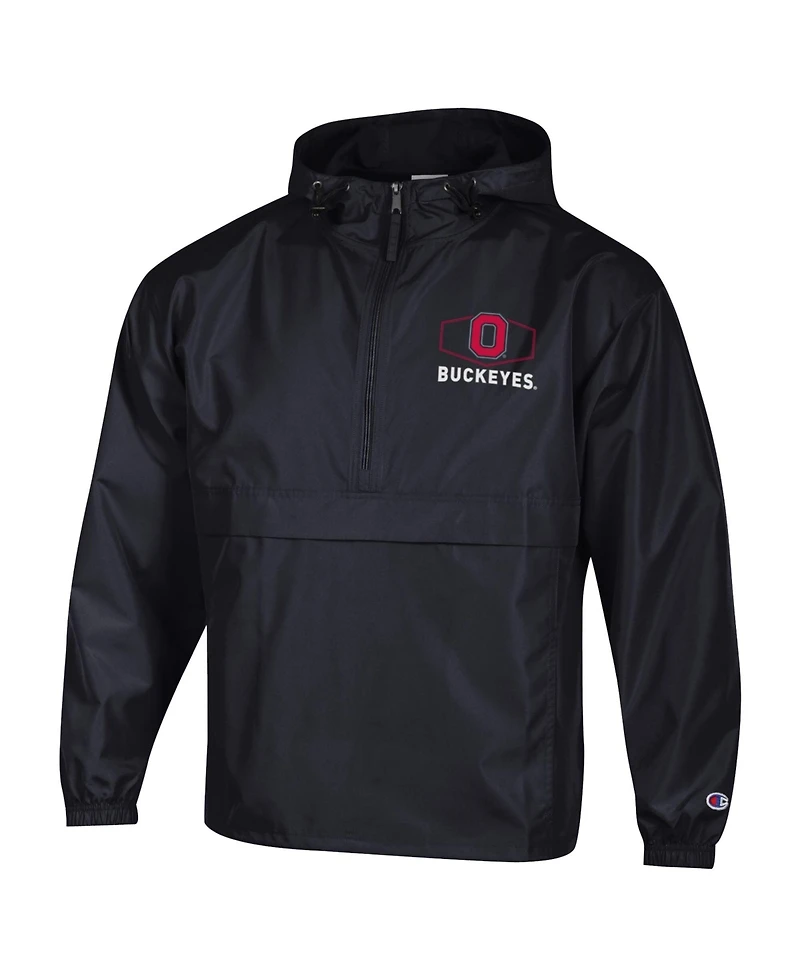 Champion Men's Black Ohio State Buckeyes Delay Packable Half-Zip Jacket