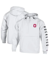 Champion Men's White Ohio State Buckeyes Cloud Packable Half-Zip Hooded Jacket