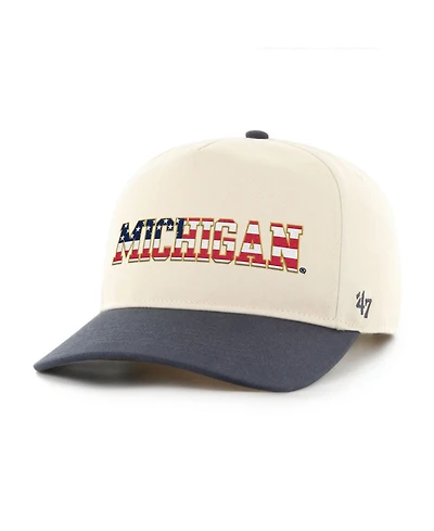 '47 Brand Men's Natural/Navy Michigan Wolverines Americana Flag Hitch Adjustable Hat