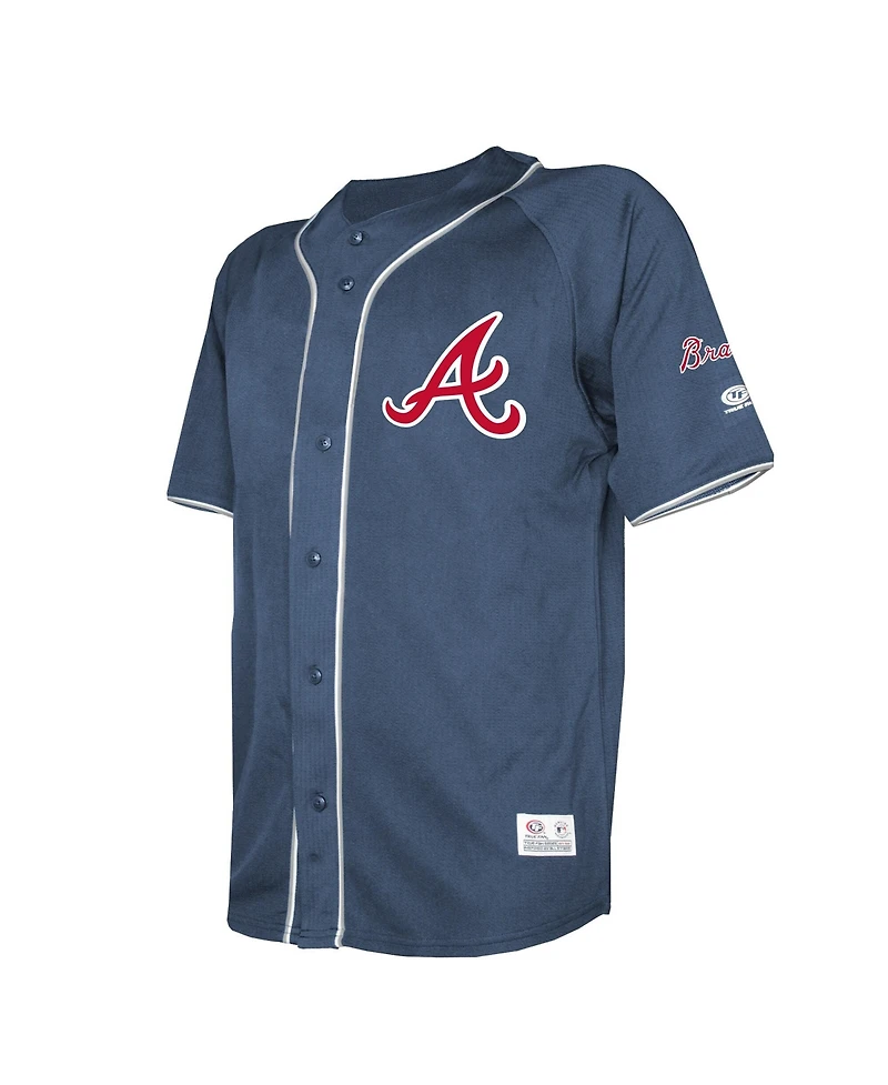 Stitches Men's Navy Atlanta Braves Team Color Full-Button Fashion Jersey