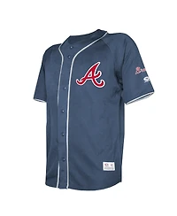 Stitches Men's Navy Atlanta Braves Team Color Full-Button Fashion Jersey