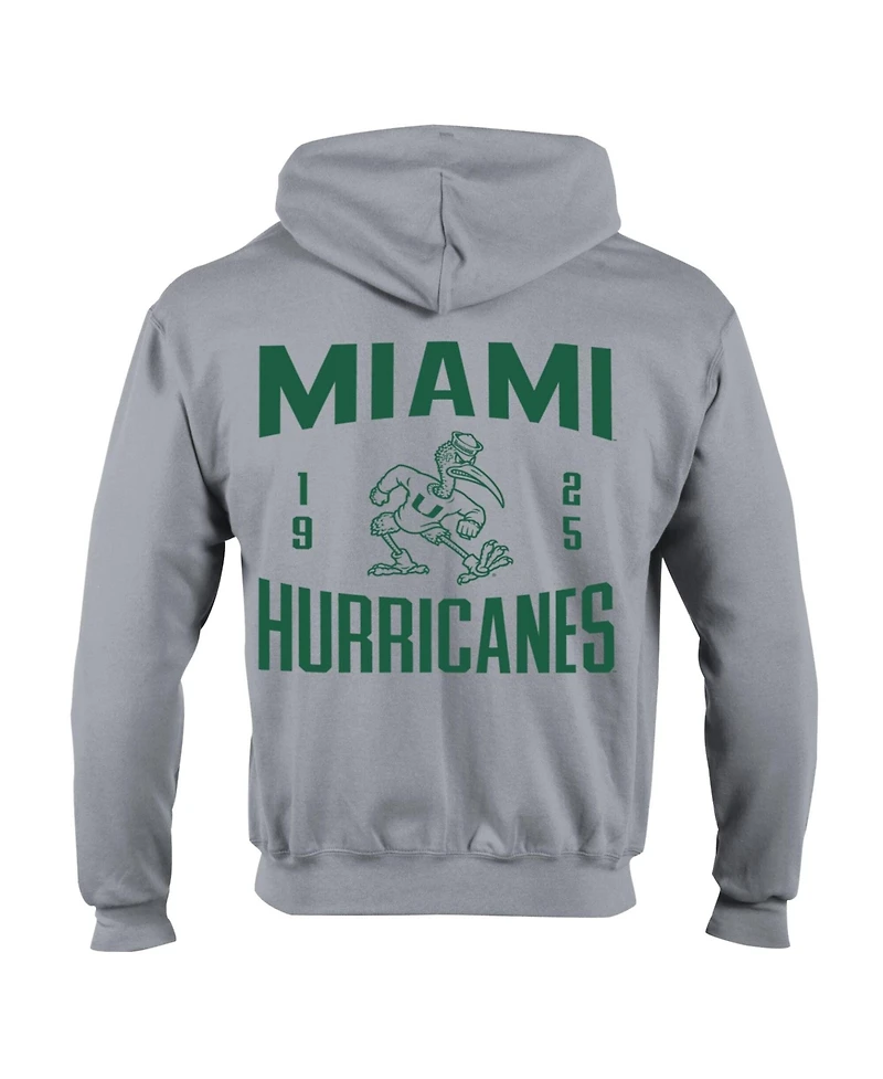 Champion Men's Gray Miami Hurricanes Varsity Powerblend Full-Zip Fleece Hoodie