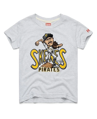 Homage Big Boys and Girls Paul Skenes Ash Pittsburgh Pirates Caricature Tri-Blend T-Shirt