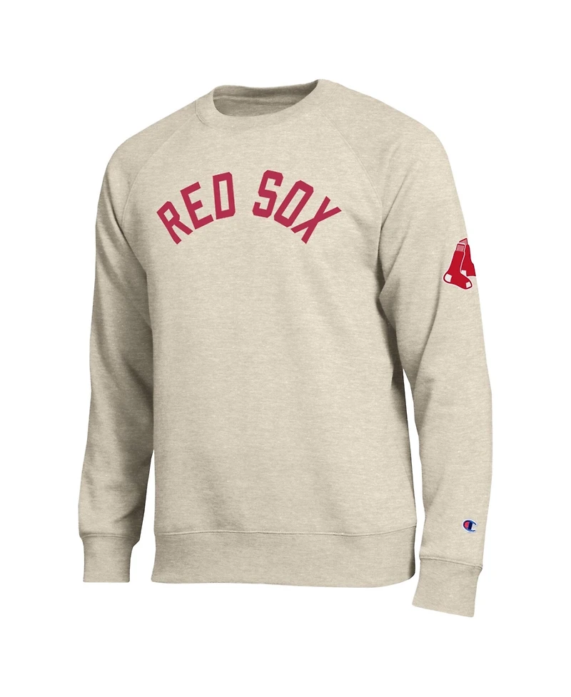Champion Men's Oatmeal Boston Red Sox All-Star Soft Felt Raglan Sweatshirt