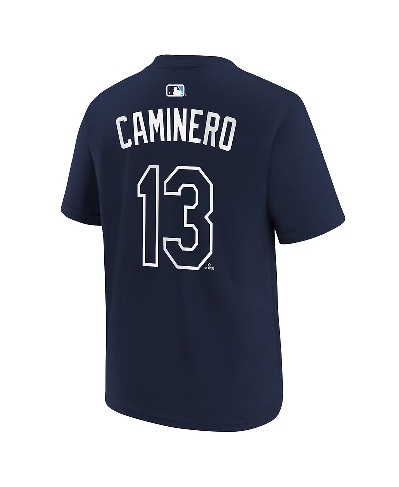 Nike Big Boys and Girls Junior Caminero Navy Tampa Bay Rays Name & Number T-Shirt