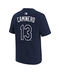 Nike Big Boys and Girls Junior Caminero Navy Tampa Bay Rays Name & Number T-Shirt