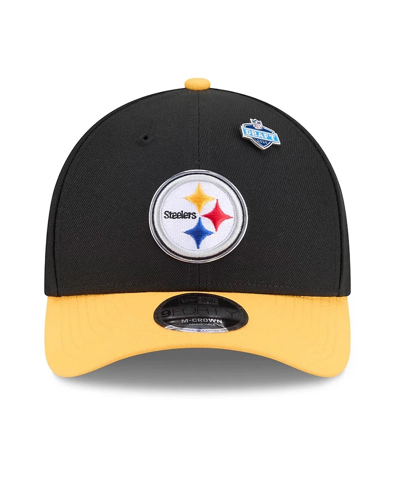 New Era Men's Black/Gold Pittsburgh Steelers 2026 Nfl Draft 9FORTY M-Crown Adjustable Hat
