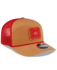 New Era Men's Brown/Scarlet San Francisco 49ers Team Patch Split Panel 9SEVENTY Adjustable Trucker Hat