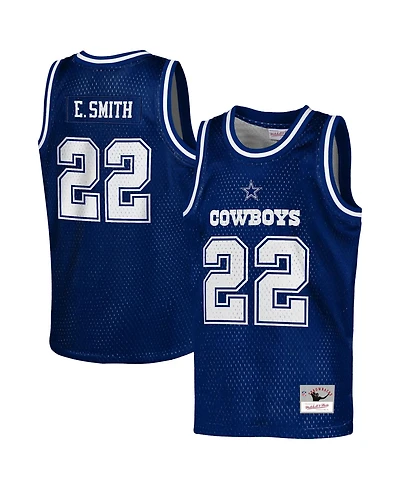 Mitchell & Ness Big Boys and Girls Emmitt Smith Navy Dallas Cowboys Retired Player Nfl Basketball Fashion Jersey