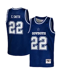Mitchell & Ness Big Boys and Girls Emmitt Smith Navy Dallas Cowboys Retired Player Nfl Basketball Fashion Jersey
