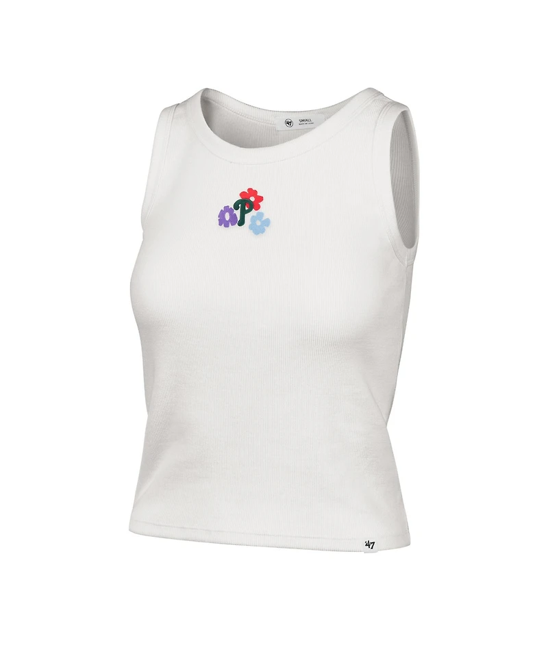 '47 Brand Women's Cream Philadelphia Phillies Floral Logo Ribbed Baby Tank Top