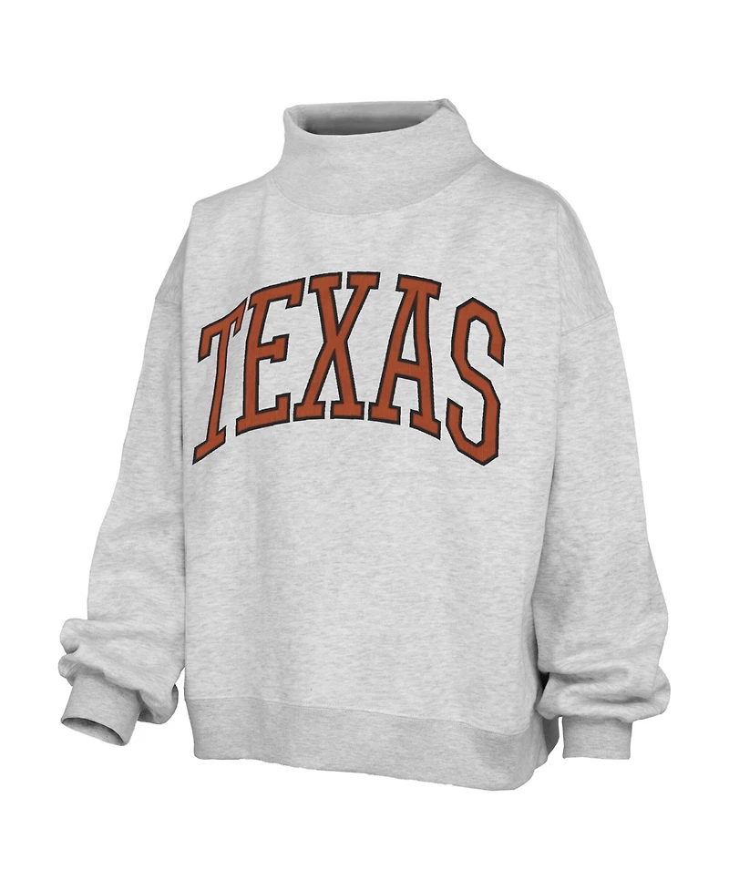 Pressbox Women's Heather Gray Texas Longhorns Oversized Nelson Mock Neck Sweatshirt