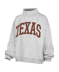 Pressbox Women's Heather Gray Texas Longhorns Oversized Nelson Mock Neck Sweatshirt