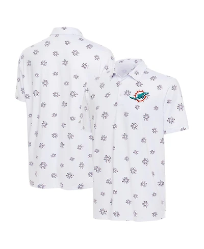 Antigua Men's White Miami Dolphins Fireworks Polo Shirt