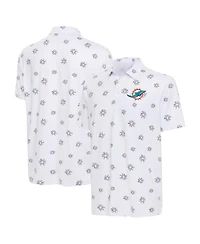 Antigua Men's White Miami Dolphins Fireworks Polo Shirt