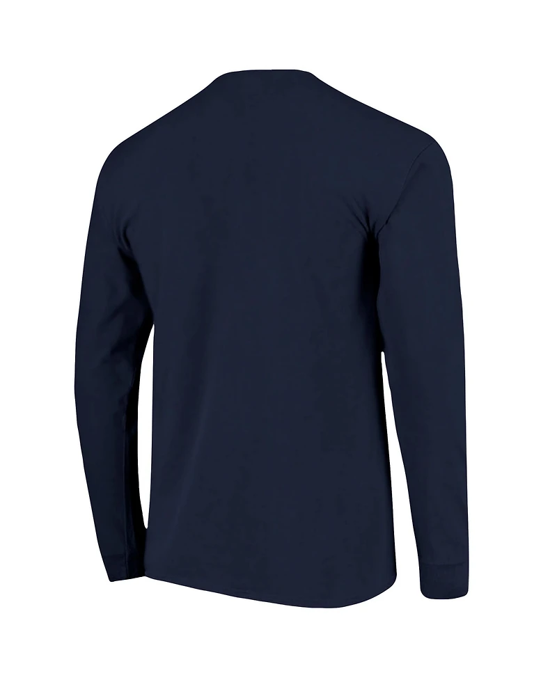 Image One Men's Navy Michigan Wolverines Tall Type Flag Long Sleeve T-Shirt