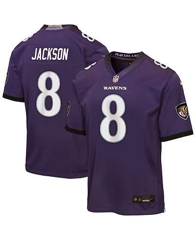 Nike Big Boys and Girls Lamar Jackson Purple Baltimore Ravens Team Game Jersey