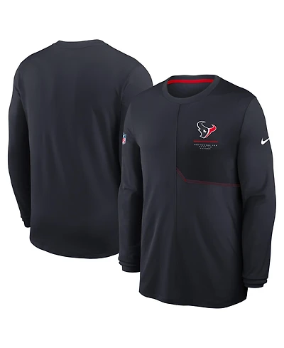 Nike Men's Navy Houston Texans Sideline Coaches Uv Dri-fit Long Sleeve Shirt