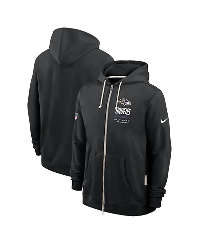 Nike Men's Black Baltimore Ravens Sideline Standard Issue Dri-fit Full-Zip Hoodie