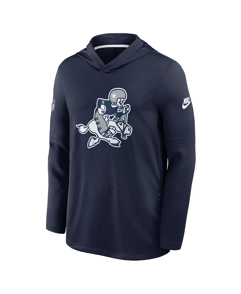 Nike Men's Navy Dallas Cowboys Sideline Dri-fit Long Sleeve Hooded T-Shirt