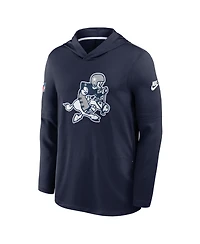 Nike Men's Navy Dallas Cowboys Sideline Dri-fit Long Sleeve Hooded T-Shirt