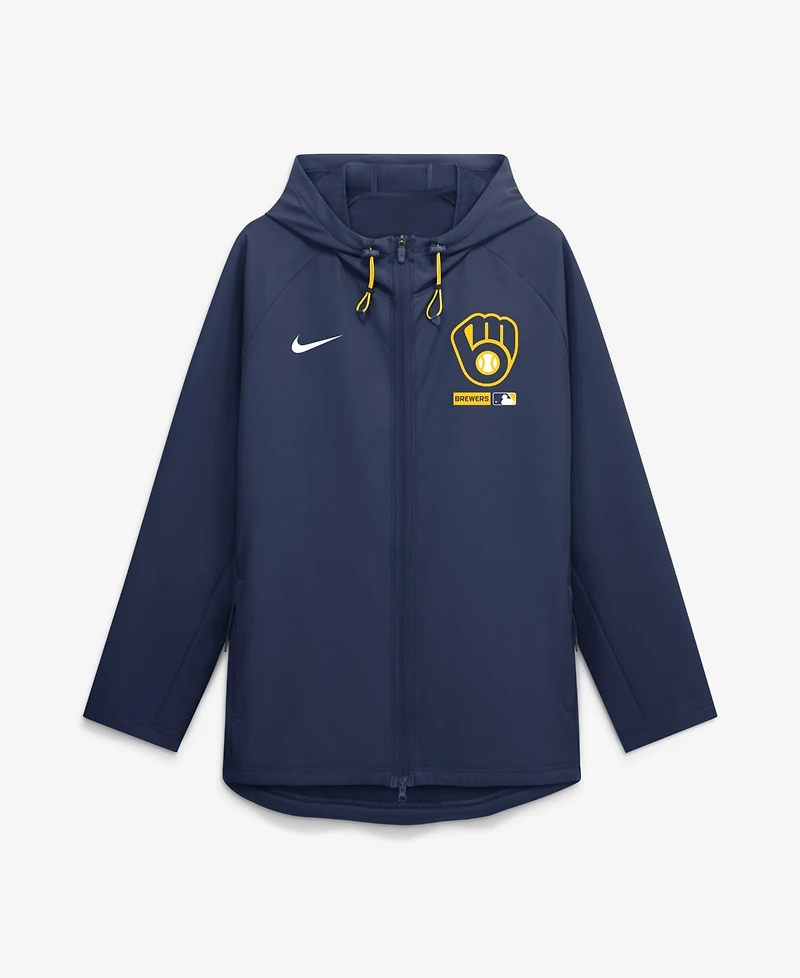 Nike Men's Navy Milwaukee Brewers Authentic Collection Raglan Therma-fit Full-Zip Hooded Jacket
