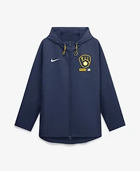 Nike Men's Navy Milwaukee Brewers Authentic Collection Raglan Therma-fit Full-Zip Hooded Jacket