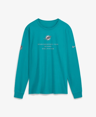 Nike Men's Aqua Miami Dolphins Sideline Bold Arch Star Dri-fit Long Sleeve T-Shirt