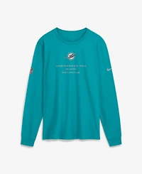 Nike Men's Aqua Miami Dolphins Sideline Bold Arch Star Dri-fit Long Sleeve T-Shirt