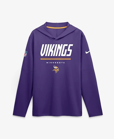 Nike Men's Minnesota Vikings Sideline Lightweight Long Sleeve Hooded Dri-fit T-Shirt