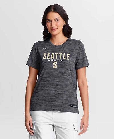 Nike Women's Black Seattle Mariners Authentic Collection Alternate Logo Velocity Dri-fit T-Shirt