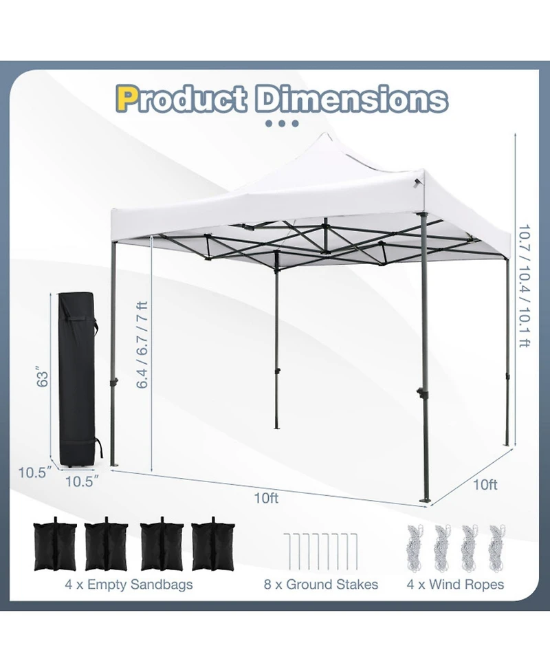 Gouun 10 x 10 Foot Pop-Up Canopy Shelter with 420D Oxford Top