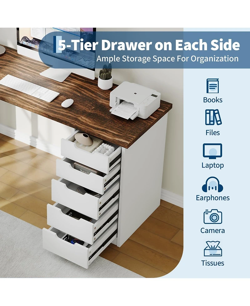 gaomon Modern 5 Drawer Home Office Desk - Spacious Writing Table with Ample Storage, Sturdy and Stylish Design, Easy to Assemble