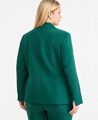 Kasper Plus Single-Button Notch Collar Tailored Blazer