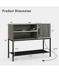 Gouun Buffet Sideboard Coffee Bar Cabinet Power Outlets Usb Ports Wine Rack