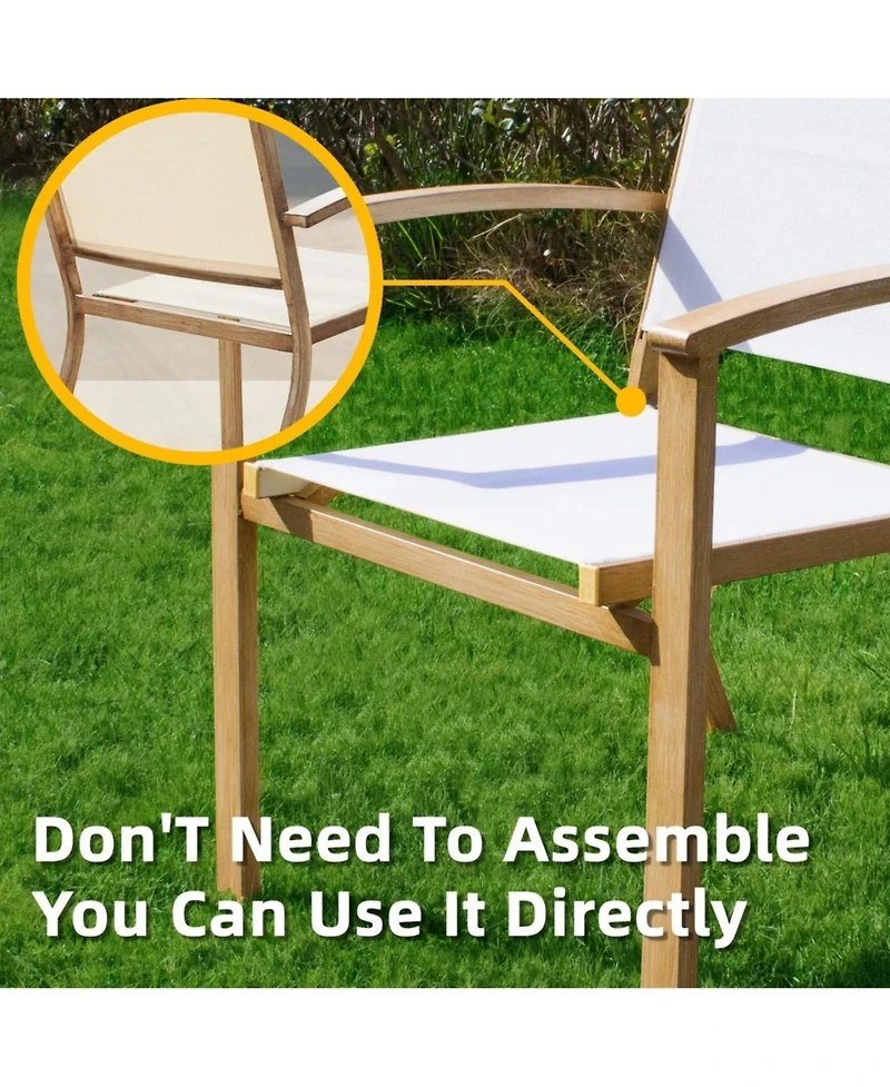 Yiortwo Set of 4 Patio Chairs, Stackable Outdoor Dining Chairs with Arms