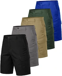 Blu Rock Men's Cotton Flex Stretch Cargo Shorts, 5-Pack