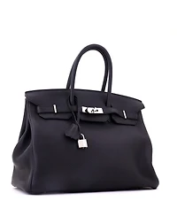 Pre-Owned HERMES Birkin 35 Handbag Black Clemence with Palladium Hardware