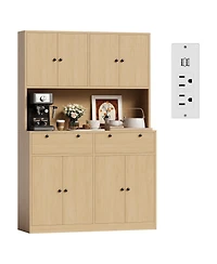 homfan 71-Inch Tall Kitchen Pantry with Charging Station, Drawers and Doors, Storage Hutch for Dining Room