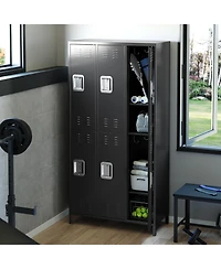homfan Heavy Duty Steel Storage Locker, 6 Doors, 12 Hooks, Ventilated and Rust-Resistant, Locking Organizer for Office, School, Gym