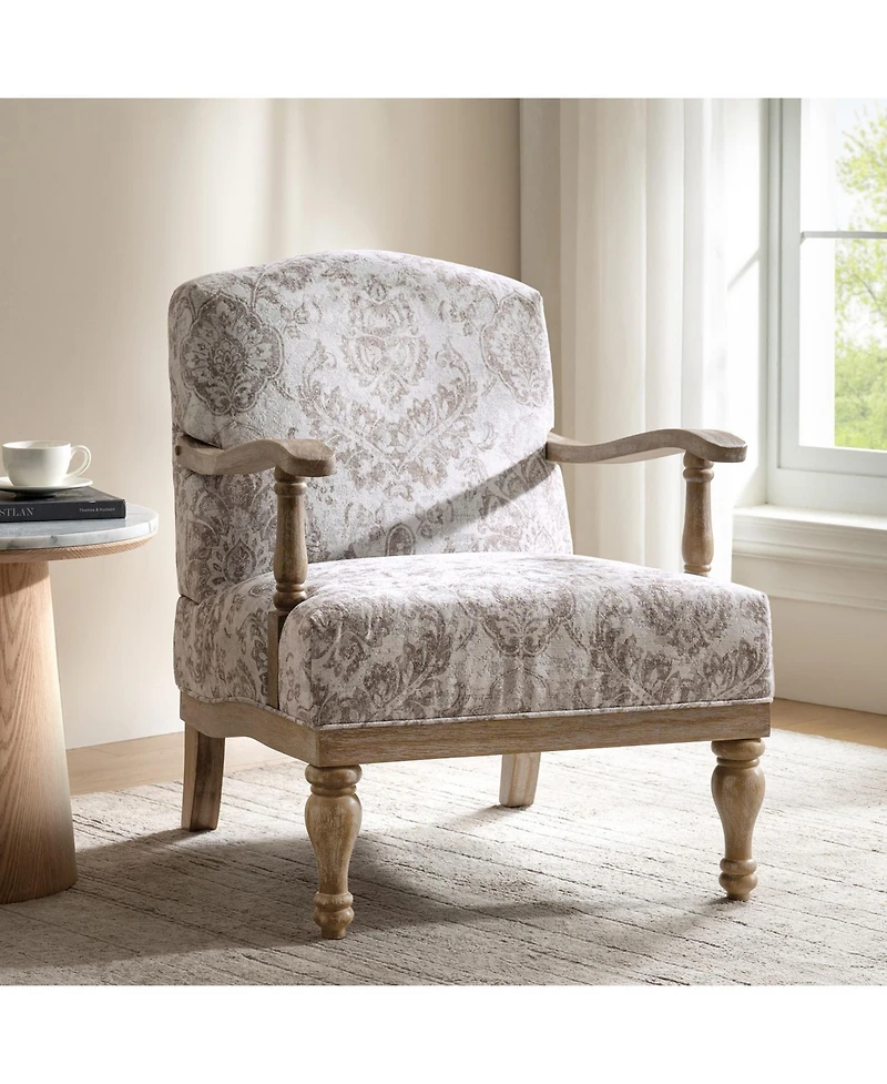 Hulala Home Ode 27.75"With Farmhouse Floral Accent Chair with Solid Wood Frame