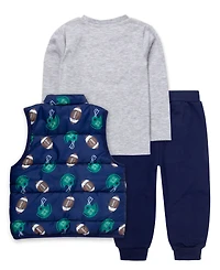 Baby Essentials Boys' Favorite Season T-Shirt, Vest and Jogger Pants, 3-Piece Set
