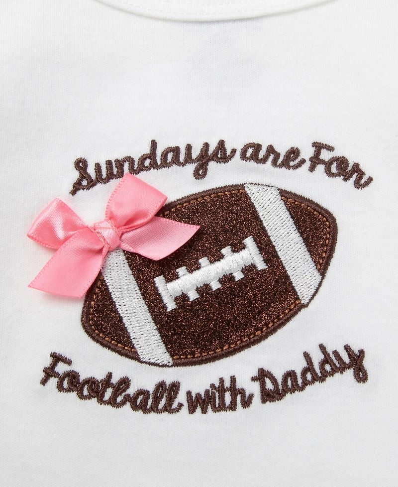 Baby Essentials Girls' Sundays are for Football with Daddy Bodysuit, Leggings and Headband, 3-Piece Set